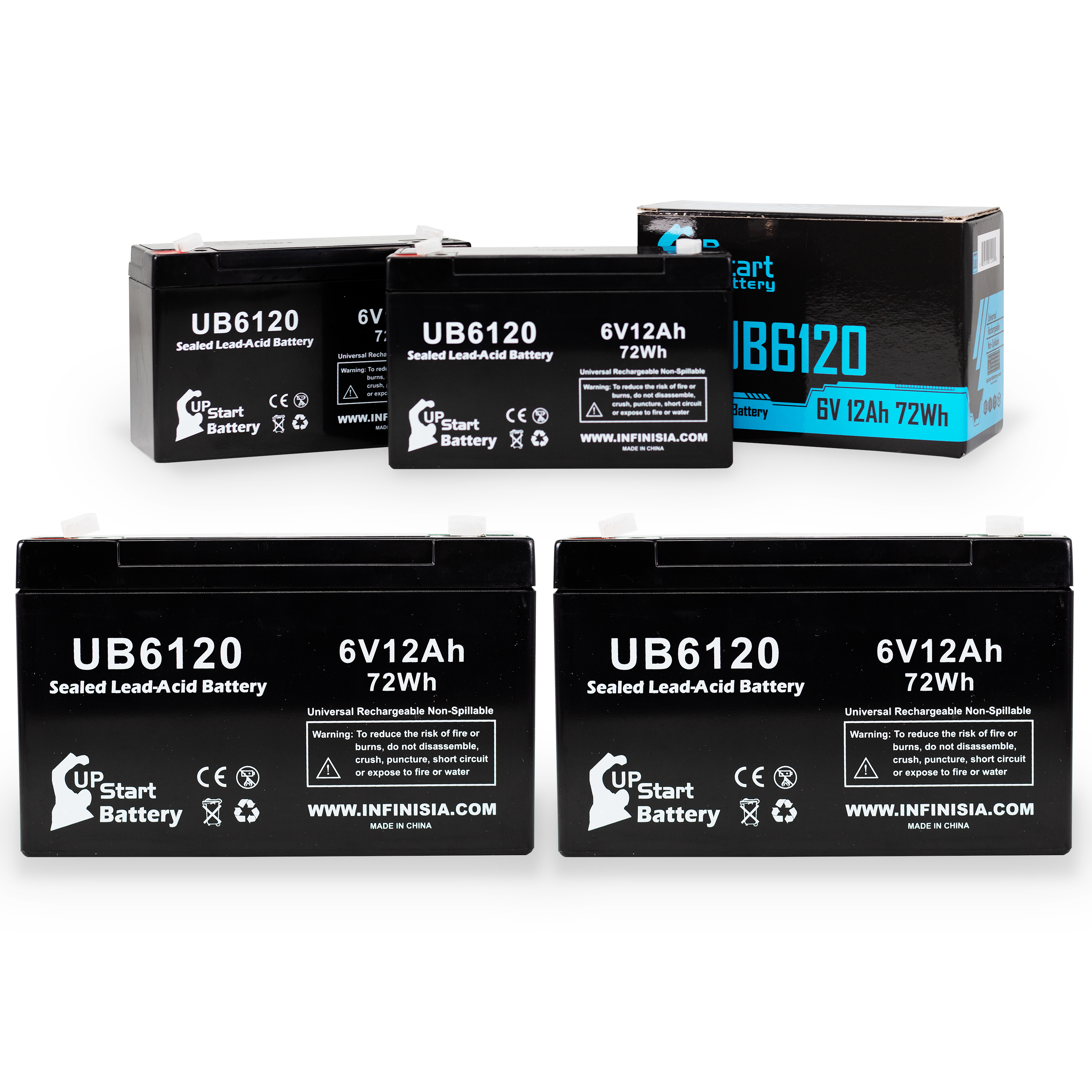 4-pack Tripp-Lite SMART500RT1U OMNIVS1000 Battery UB6120 6V 12Ah