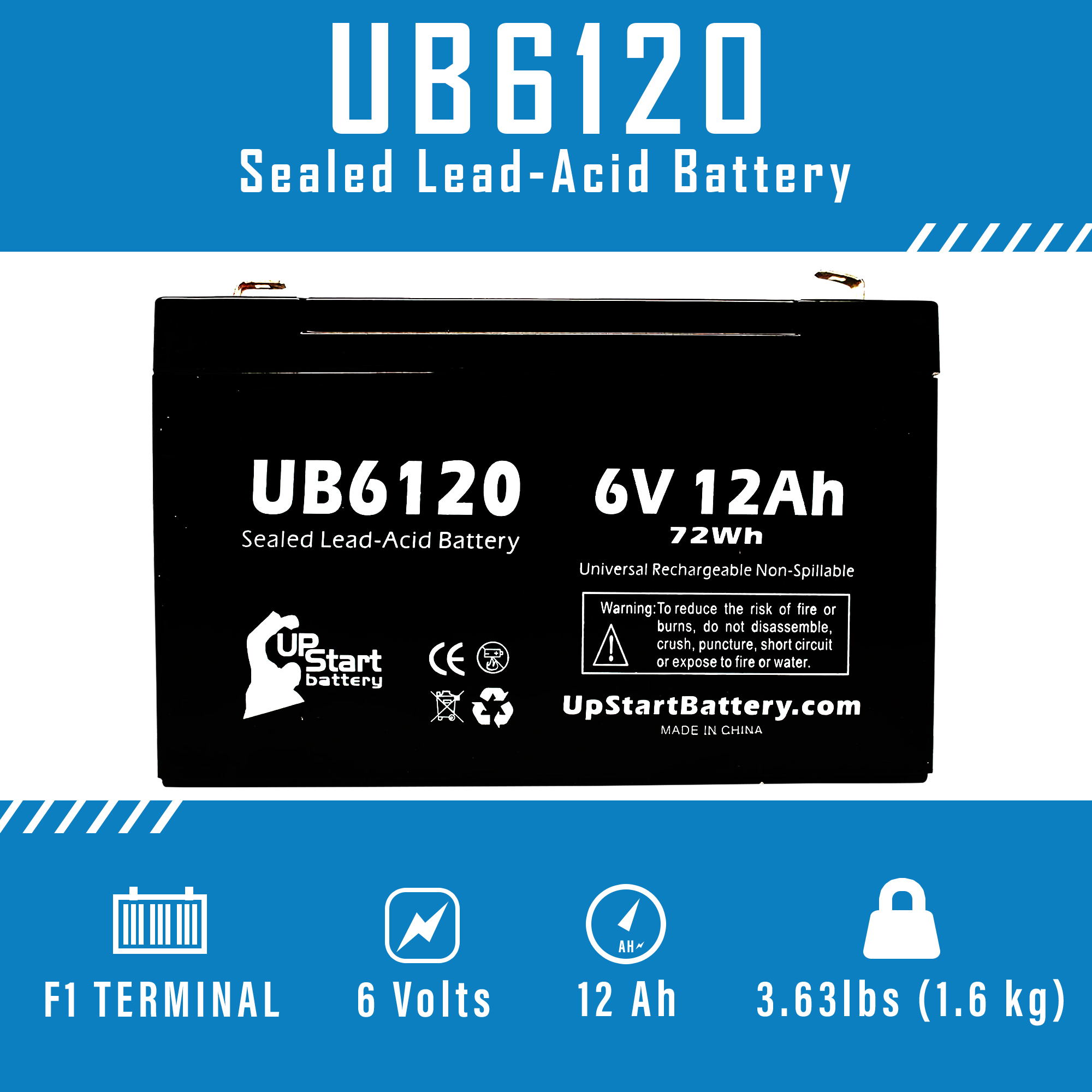 AX15 2本セット 4x 6V 12Ah Sealed Lead Acid Battery For B&B BP10-6 UB6120 | eBay